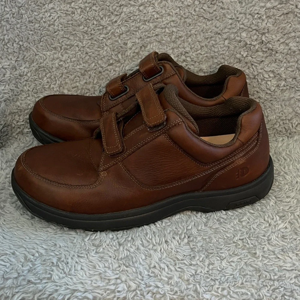 Dunham 8009SB Men Walking Shoes 11 2E Brown Leather Hook &‎ Loop
